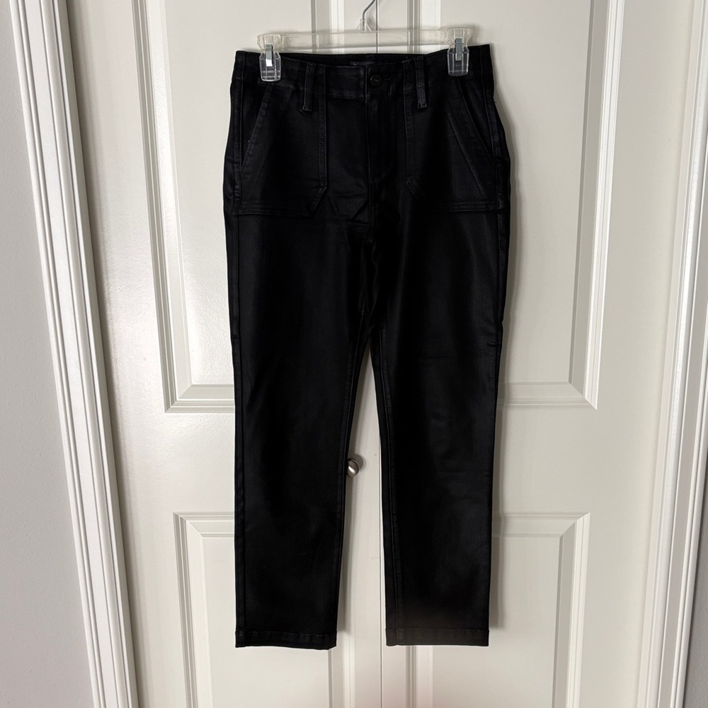 PAIGE coated Jet Black Cropped Jeans